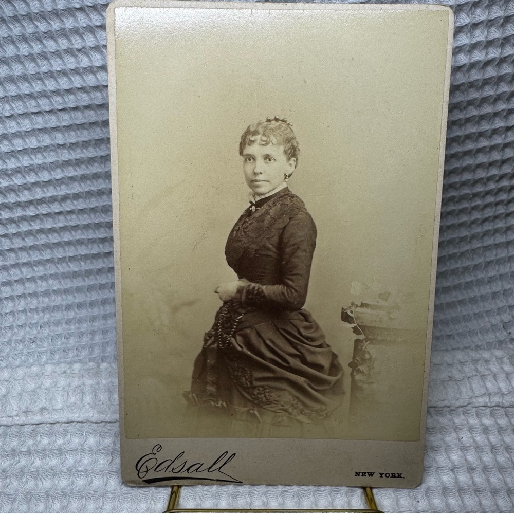 Antique 1880s Cabinet Card Woman Edsall Signed West Side Gallery New York